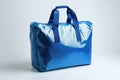 Blue plastic bag on a white background Ai photo Royalty Free Stock Photo