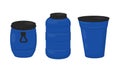 Blue Plastic Barrel with Closed Lid Vector Set Royalty Free Stock Photo