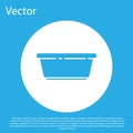 Blue Plastic basin icon isolated on blue background. Bowl with water. Washing clothes, cleaning equipment. White circle Royalty Free Stock Photo