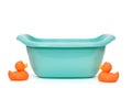 Blue plastic basin for washing small children