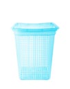 Blue plastic basket on white background