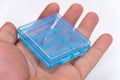 Blue plastic battery holder Royalty Free Stock Photo