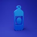 Blue Plastic beer bottle icon isolated on blue background. Minimalism concept. 3D render illustration Royalty Free Stock Photo