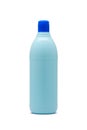 Blue plastic bleach bottle