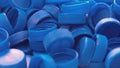 Blue plastic bottle caps