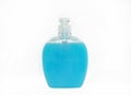 Blue plastic bottle of liquid soap isolated over the white background Royalty Free Stock Photo