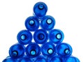 Blue plastic bottles