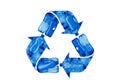 Blue plastic bottles form recycling symbol Royalty Free Stock Photo