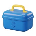 A blue plastic box with a yellow handle on transparent background Royalty Free Stock Photo