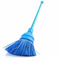 Blue Plastic Broom With Long Handle Isolated on White Background Royalty Free Stock Photo