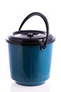Blue Plastic Bucket With Cap, For Household Cleaning - On White Background Royalty Free Stock Photo