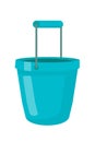 Blue plastic bucket flat vector illustration Royalty Free Stock Photo