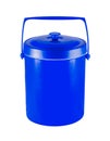 The blue  plastic bucket with lid isolated on a white background Royalty Free Stock Photo