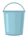 Blue plastic bucket for water, mopping floors, cleaning the house, wet cleaning. Flat image