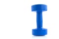 Blue plastic coated dumbells