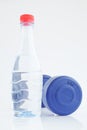 Blue plastic coated dumbells And Water Bottle