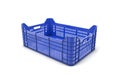 Blue plastic crate. 3d rendering