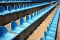 Blue plastic empty seats on stadium