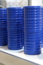 Blue plastic flexible corrugated pipes