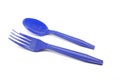 Blue Plastic Fork and Spoon
