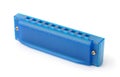 Blue plastic harmonica Royalty Free Stock Photo