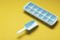 Blue plastic mold for making ice cubes for use in cocktails Royalty Free Stock Photo