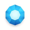 Blue Plastic Octagon Icon: Redshift Style With Negative Space And Colorful Gradients