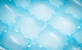 Blue plastic packaging ice bags for home water freezing. Ice cubes in plastic bag texture background. Freezer for ice circle cubes Royalty Free Stock Photo