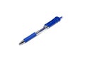Blue ballpoint pen isolated on white background plastic design write ink office ball pencil closeup business tool school object