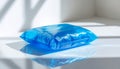 Blue Plastic Pillow on White Surface in Bright Natural Light Minimalist Style Royalty Free Stock Photo