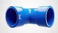 Blue plastic pipe fitting isolated on white background isolated on transparent background, isolated on white background Royalty Free Stock Photo