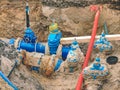 Blue Plastic Pipes For New Water System ready in stock Royalty Free Stock Photo