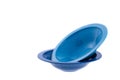 Blue Plastic Plates; Photo On White Background Royalty Free Stock Photo