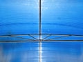 Blue polycarbonate roof seen directly from below Royalty Free Stock Photo