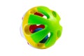 Green plastic rattle ball on white background. Isolate. Royalty Free Stock Photo