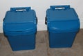 Blue Plastic Rubbish Bins. Royalty Free Stock Photo