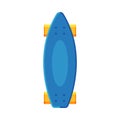 Blue Plastic Skateboard, View from Above Flat Vector Illustration Royalty Free Stock Photo