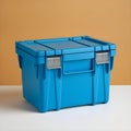 Blue Plastic Storage Box Contner with Lid and Clasps Royalty Free Stock Photo