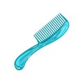 Blue plastic tooth comb for men or women. Hair care item. Personal hygiene and beauty product. Royalty Free Stock Photo