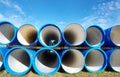 blue plastic tubes againt sky Royalty Free Stock Photo