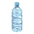 Blue plastic Water Bottle. Watercolour illustration of a transparent container for a drink. Hand drawn clip art on white Royalty Free Stock Photo