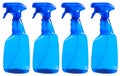 Blue plastic water spray bottle isolated on white background. Blue blank plastic spray detergent bottle isolated on whiteBlue plas Royalty Free Stock Photo