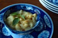 Blue plate of mac and cheese Royalty Free Stock Photo