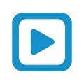 Blue play button icon with transparent background for media and app interface design Royalty Free Stock Photo