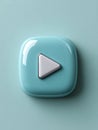 Blue play button icon with a triangular symbol. Royalty Free Stock Photo