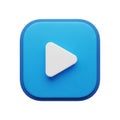Blue Play Button Icon with White Triangle on White Background play icon video Royalty Free Stock Photo