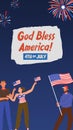 Blue Playful God Bless America 4th of July - Instagram Story