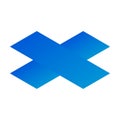 Blue plus sign icon, isometric style