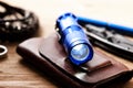 blue pocket flashlight for EDC Royalty Free Stock Photo
