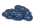 Blue poker chips  for card game isolated on the white background Royalty Free Stock Photo